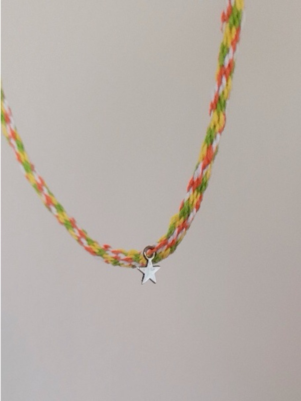 Handmade Braided Star Charm Necklace in Yellow orange green white unisex - Picture 8 of 10